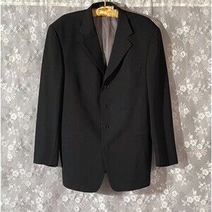 Vintage 90s Givenchy Monsieur Sport Coat Size 46R Black 4 Button Suit Jacket